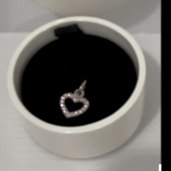 Pandora 925 Silver Pink Rhinestone Dangle Heart Charm Pendant - Picture 8 of 9